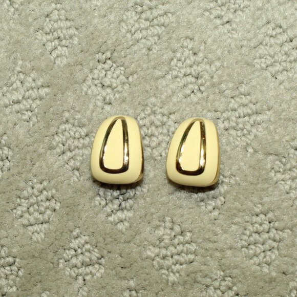 Vintage Christian Dior Germany Pale Yellow Enamel Clip-On Earrings - Picture 1 of 7